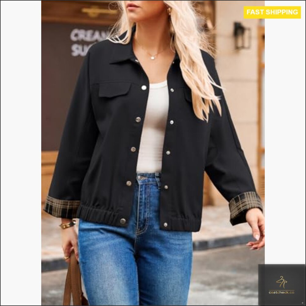 Oversized Snap Button Casual Jacket Lightweight P… - image 2